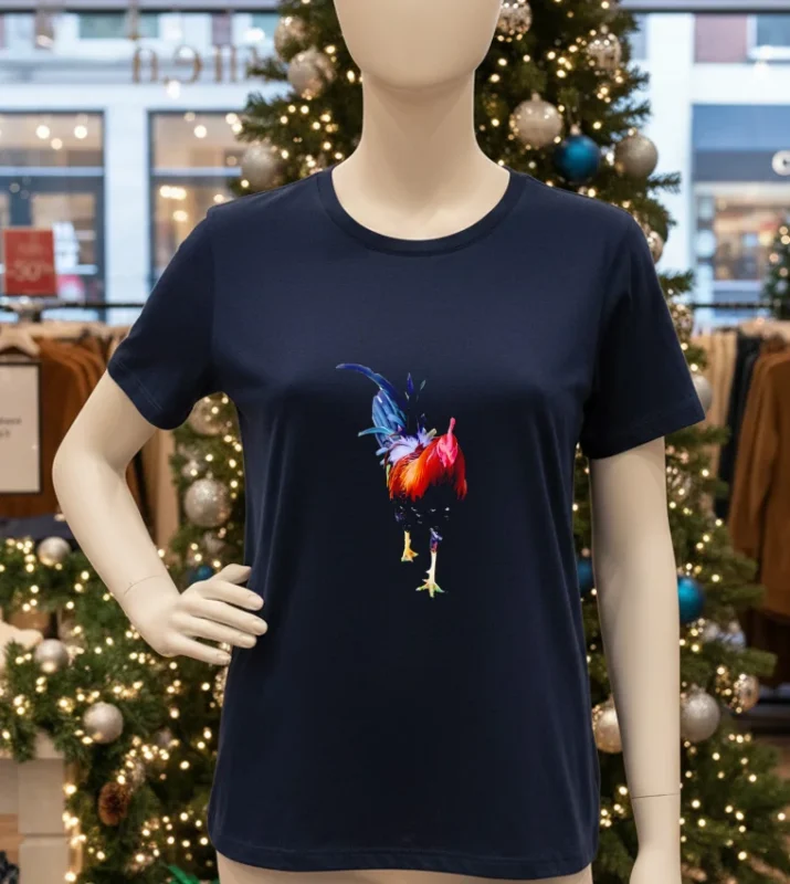 Colorful Rooster Classic T   Navy T Shirt