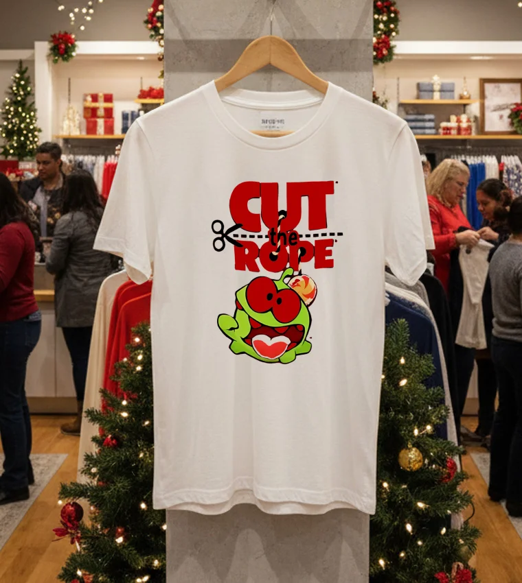 Cut The Rope Om Nom Video Games - white-t-shirt Cut The Rope Om Nom Video Games White T Shirt