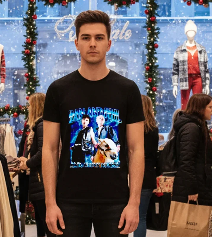 Dan And Phil And A Tiny Horse Graphic   Black T Shirt