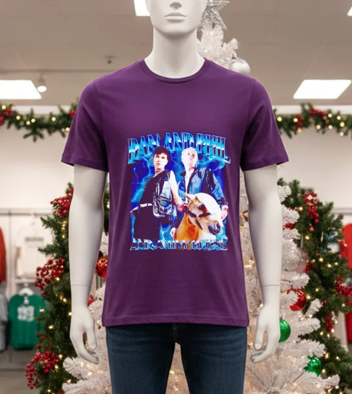 Dan And Phil And A Tiny Horse Graphic   Purple T Shirt