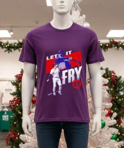 David Fry Cleveland Baseball David Fry Cleveland Let It Fry   Purple T Shirt