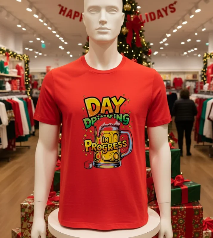 Day Drinking In Progress Beer Red T Shirt