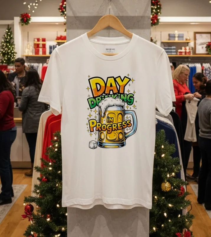 Day Drinking In Progress Beer White T Shirt