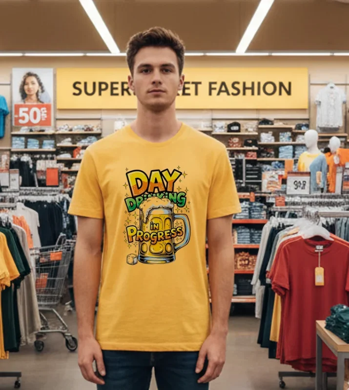 Day Drinking In Progress Beer Yellow T Shirt