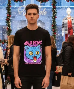 Derpy Tiger Saja Boys KPop Demon Hunters Blue Cat American style t-shirt