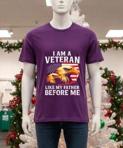 Distorted American Flag Bald Eagles I Am A Veteran Like My Father Before Me shirt