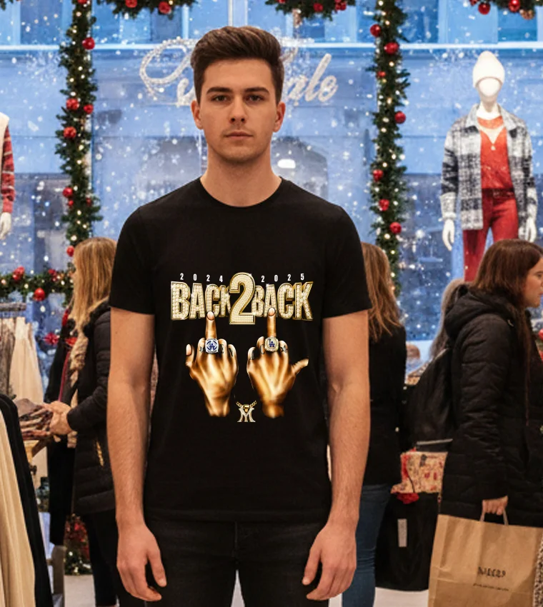 Dodgers 2024 2025 Back To Back Champs Rings - black-t-shirt Dodgers 2024 2025 Back To Back Champs Rings Black T Shirt