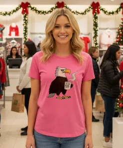 Eagle Coffee Is He Dead Yet Pink T Shirt