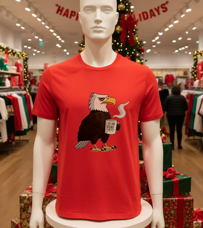 Eagle Coffee Is He Dead Yet Red T Shirt
