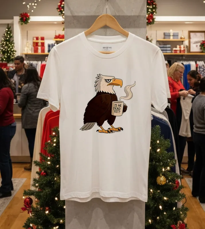 Eagle Coffee Is He Dead Yet White T Shirt