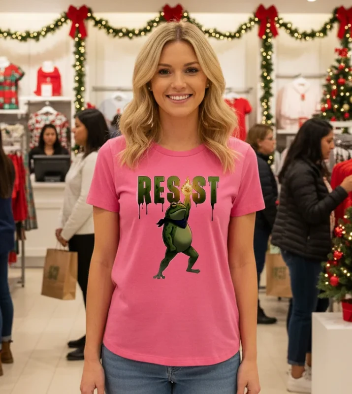 Fire Fist Resist Frog Portland Protest Frog Pink T Shirt