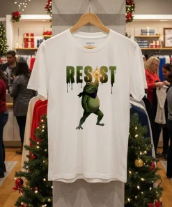Fire Fist Resist Frog Portland Protest Frog White T Shirt