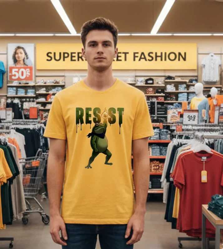 Fire Fist Resist Frog Portland Protest Frog Yellow T Shirt