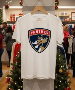 Florida Panthers Shield Pink Panther White T Shirt