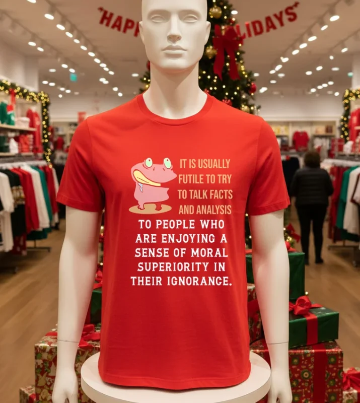 Frog It Is Usually Futile To Try To Talk Facts And Analysis   Red T Shirt