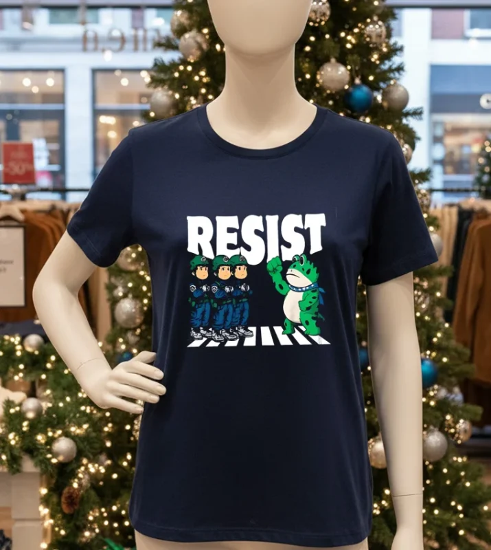 Frog Resist Portland Frog Protest Activist Frog Liberal Resistance   Navy T Shirt