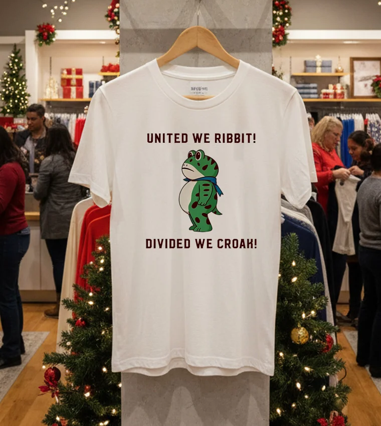 Frog United We Ribbit Divided We Croak - white-t-shirt Frog United We Ribbit Divided We Croak White T Shirt