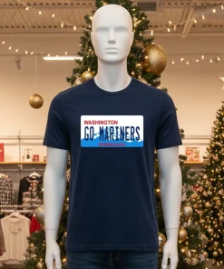 Go Mariners License Plate Washington Seattle Mariners Baseball American style t-shirt