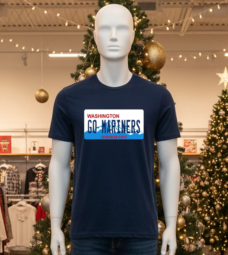 Go Mariners License Plate Washington Seattle Mariners Baseball - black-t-shirt Go Mariners License Plate Washington Seattle Mariners Baseball Black T Shirt