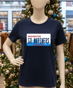 Go Mariners License Plate Washington Seattle Mariners Baseball American style t-shirt