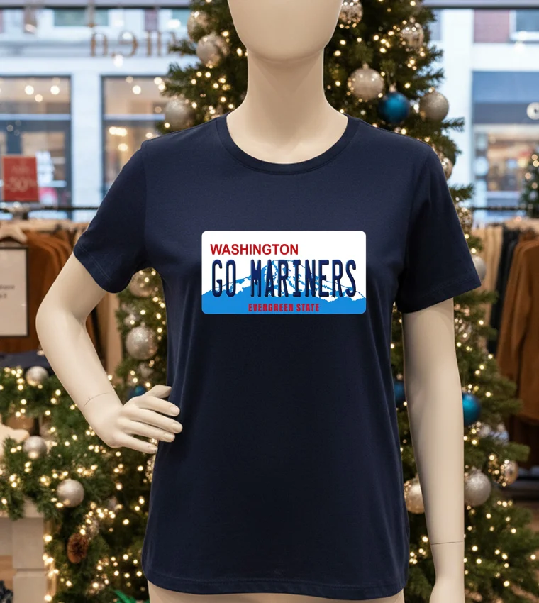 Go Mariners License Plate Washington Seattle Mariners Baseball - navy-t-shirt Go Mariners License Plate Washington Seattle Mariners Baseball Navy T Shirt