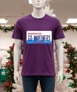 Go Mariners License Plate Washington Seattle Mariners Baseball American style t-shirt