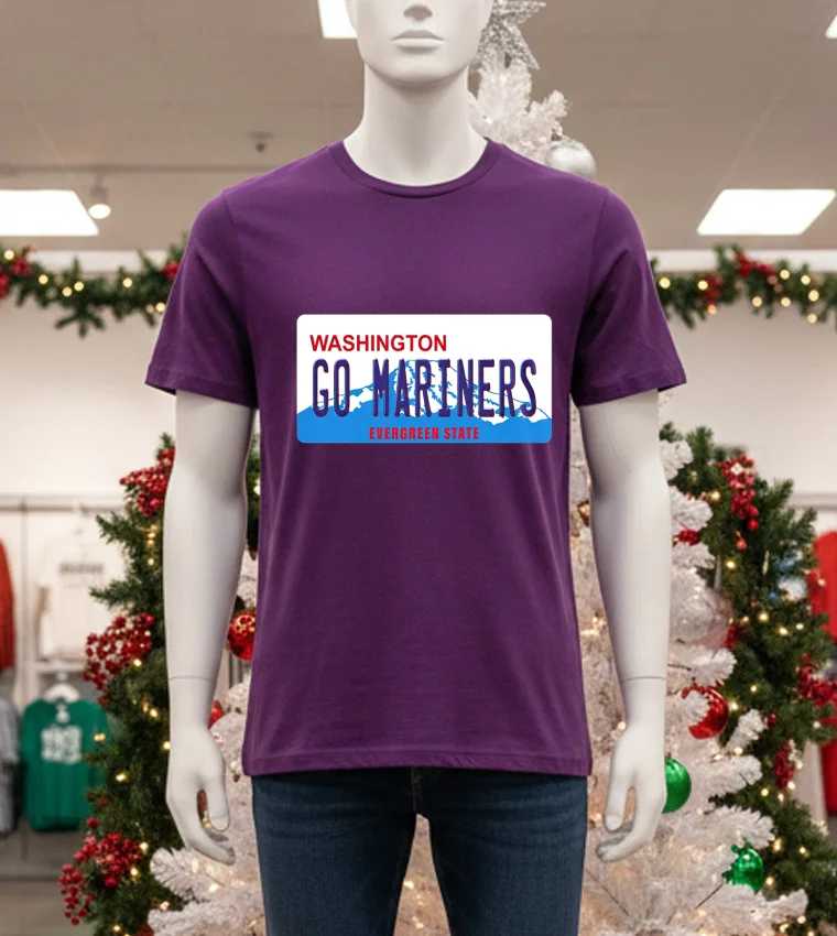 Go Mariners License Plate Washington Seattle Mariners Baseball - purple-t-shirt Go Mariners License Plate Washington Seattle Mariners Baseball Purple T Shirt