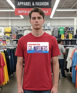 Go Mariners License Plate Washington Seattle Mariners Baseball American style t-shirt