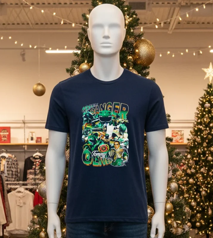 Green Ranger Tommy Oliver Superman Graphic Black T Shirt