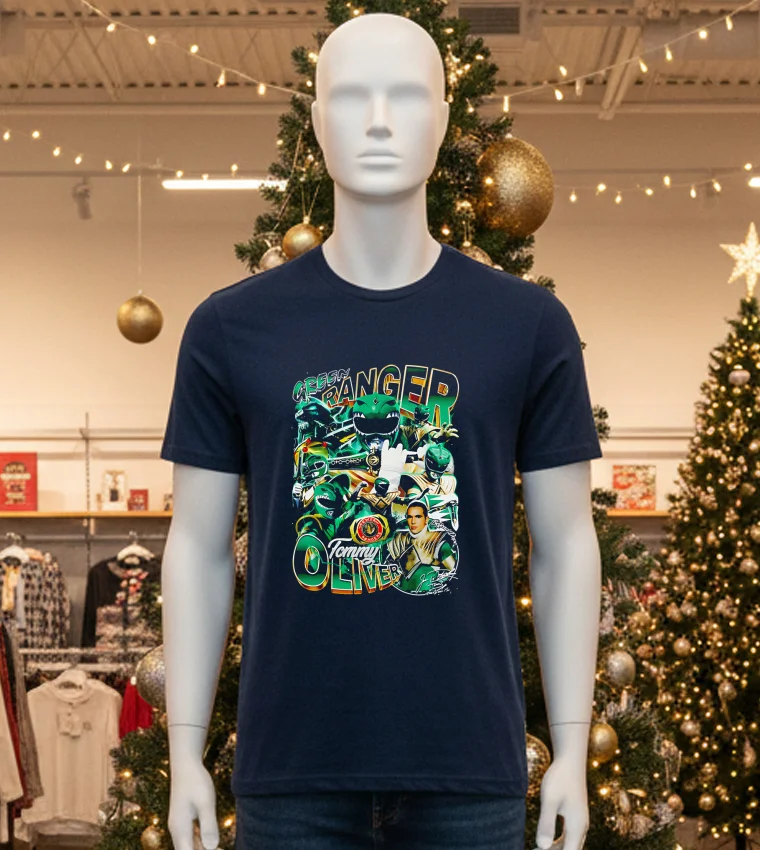 Green Ranger Tommy Oliver Superman Graphic - black-t-shirt Green Ranger Tommy Oliver Superman Graphic Black T Shirt