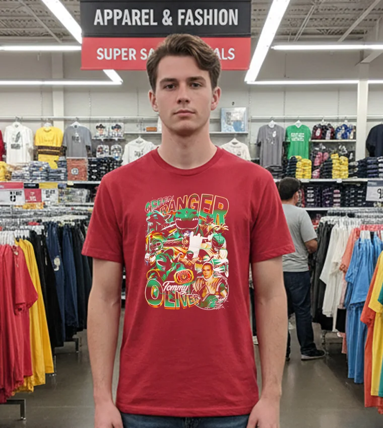 Green Ranger Tommy Oliver Superman Graphic - red-t-shirt Green Ranger Tommy Oliver Superman Graphic Red T Shirt