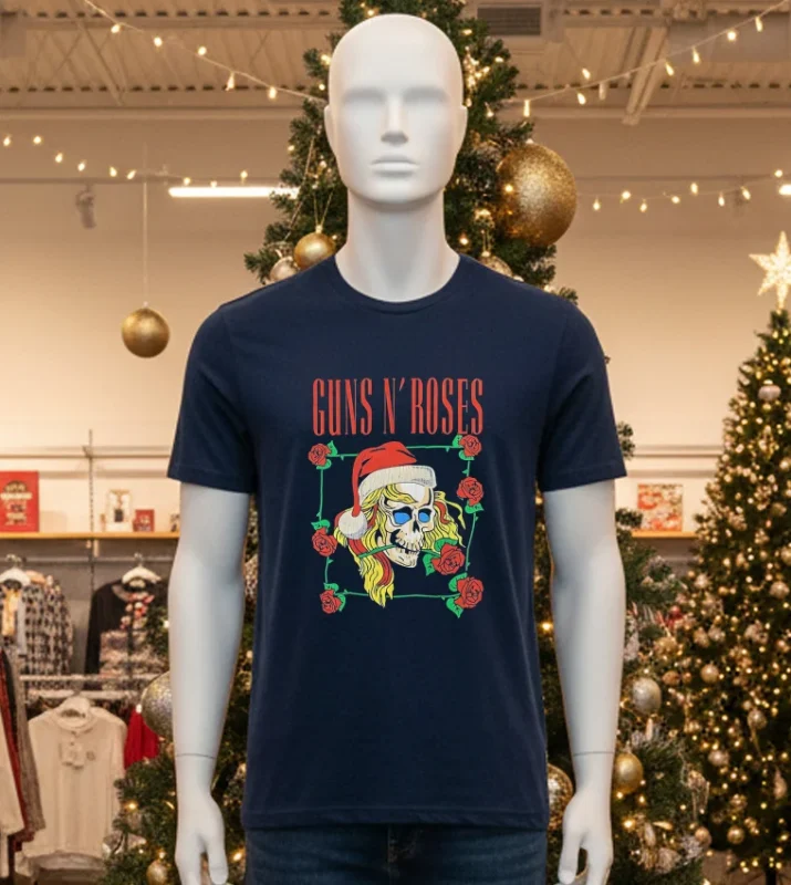 Guns N Roses Holiday Skull Black T Shirt