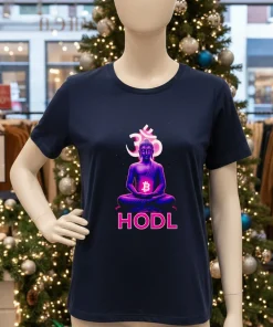 Hodl Buddha Bitcoin   Navy T Shirt