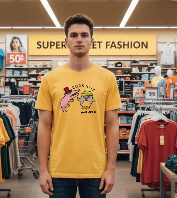 Horibex 2025 1013 Cartoon   Yellow T Shirt