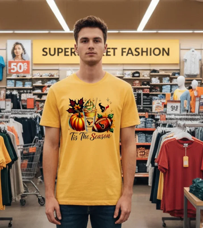 Houston Texans Tis The Season Halloween Yellow T Shirt