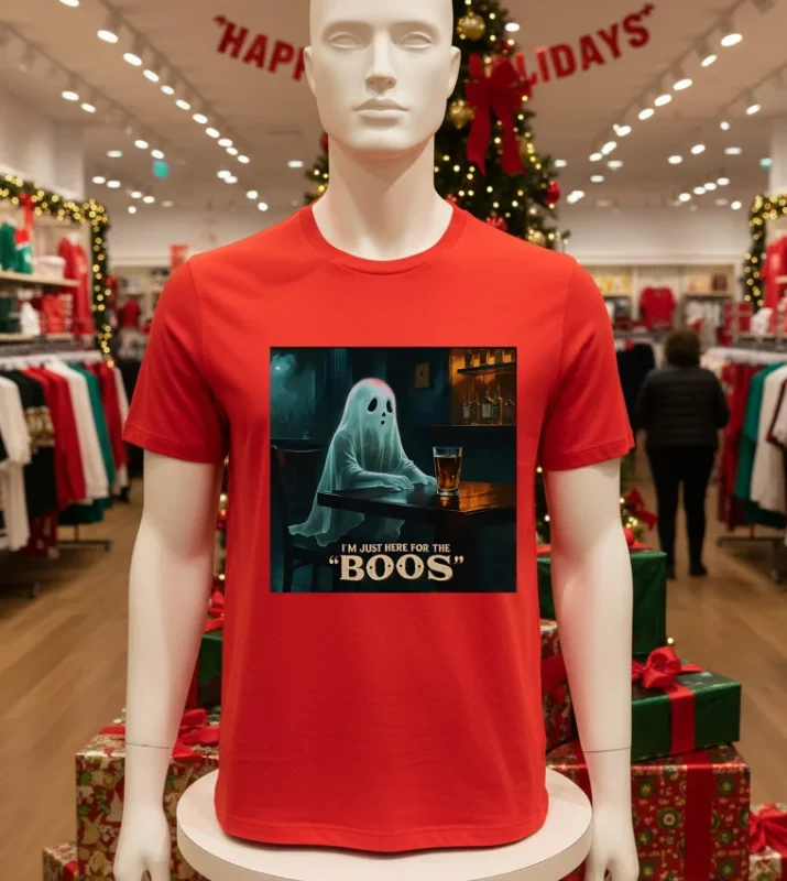 I M Just Here For The Boos Halloween 2025 Red T Shirt