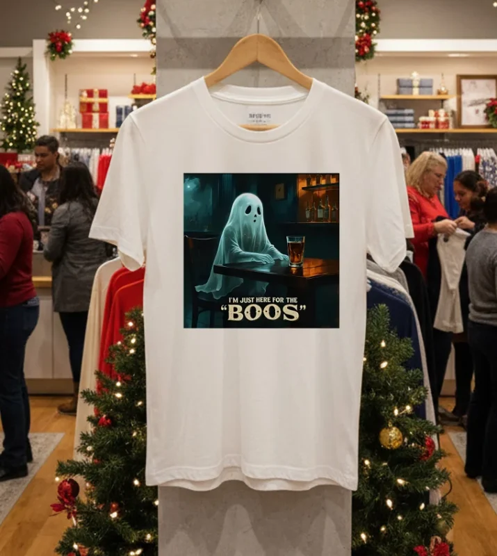 I M Just Here For The Boos Halloween 2025 White T Shirt