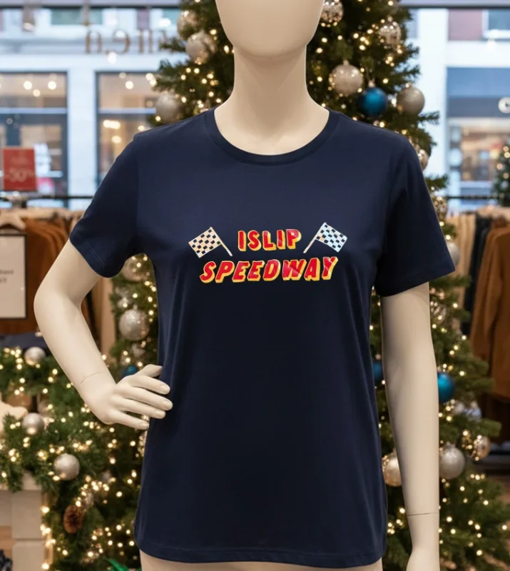 Islip Speedway F1 Style Text T   Navy T Shirt