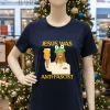 Jesus Was Anti Fascist Meme Navy T Shirt