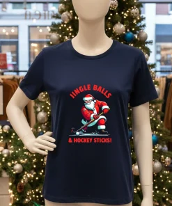Jingle Balls And Hockey Sticks Santa s Field Hockey American style t-shirt