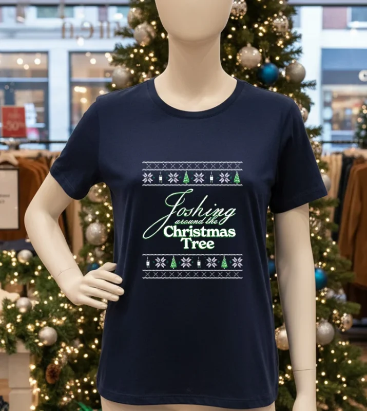 Joshing Around Christmas Tree Navy T Shirt