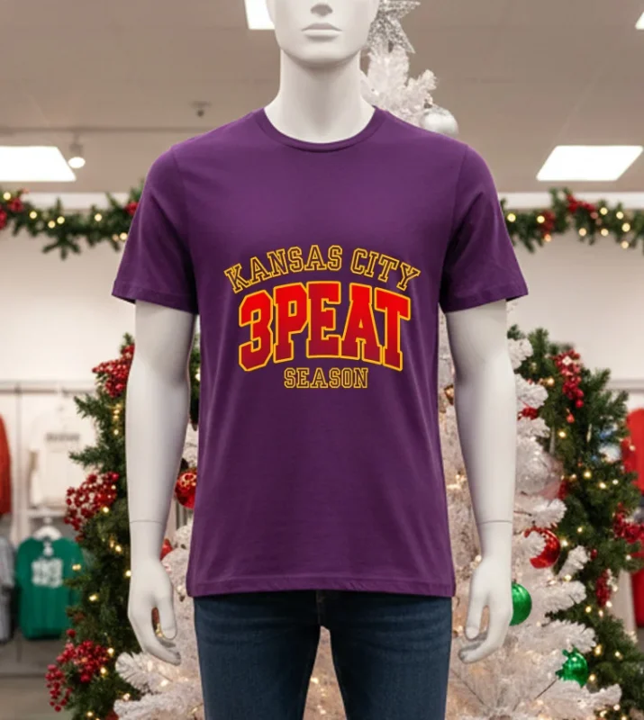 Kansas City Football 3 Peat Season Purple T Shirt