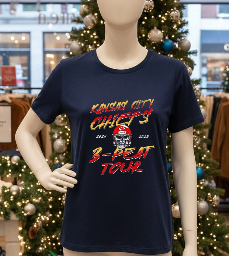Kansas City Football 3 Peat Tour 2024 2025 - navy-t-shirt Kansas City Football 3 Peat Tour 2024 2025 Navy T Shirt