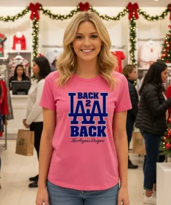 La Back 2 Back Los Angeles Dodgers Pink T Shirt