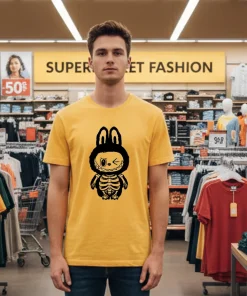 Labubu Skeleton Monster Halloween   Yellow T Shirt