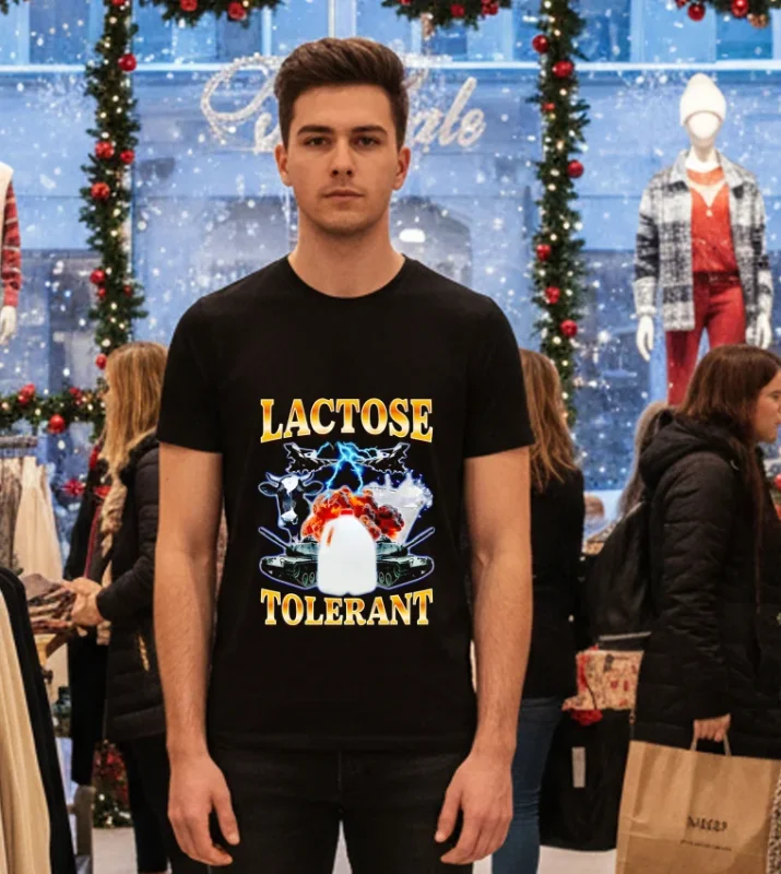 Lactose Tolerant Lightning Graphic   Black T Shirt