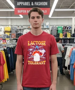 Lactose Tolerant Lightning Graphic   Red T Shirt