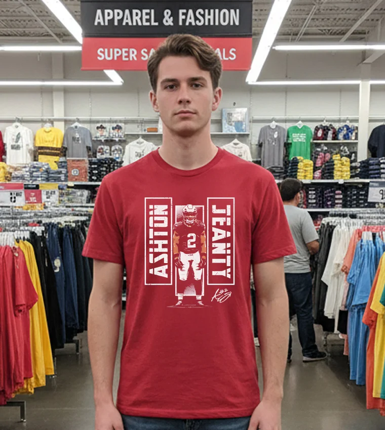 Las Vegas Raiders Ashton Jeanty Signature Stance - red-t-shirt Las Vegas Raiders Ashton Jeanty Signature Stance Red T Shirt