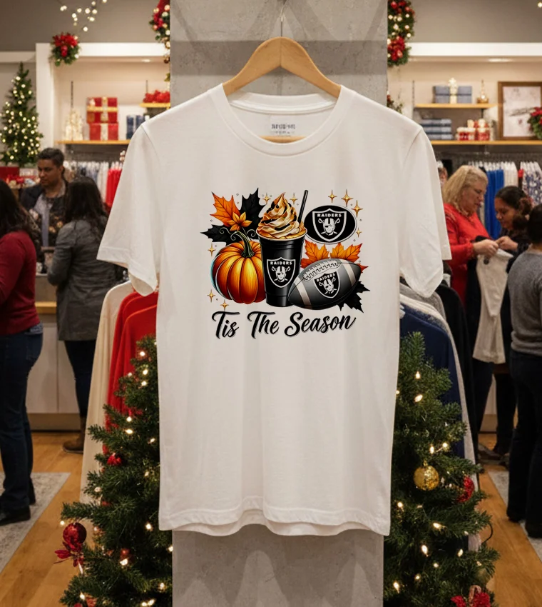 Las Vegas Raiders Tis The Season Halloween - white-t-shirt Las Vegas Raiders Tis The Season Halloween White T Shirt