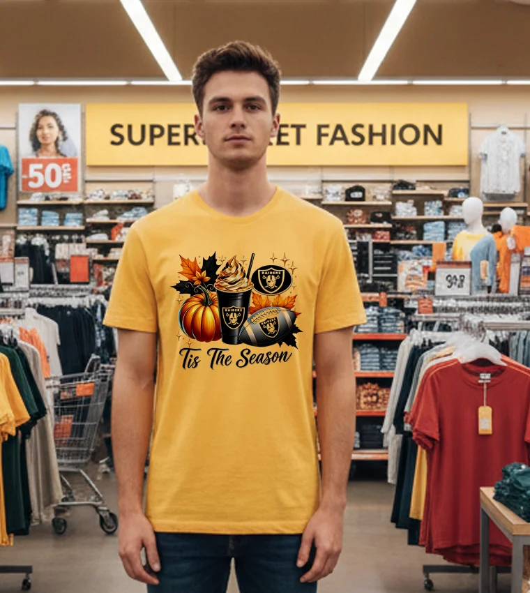 Las Vegas Raiders Tis The Season Halloween - yellow-t-shirt Las Vegas Raiders Tis The Season Halloween Yellow T Shirt